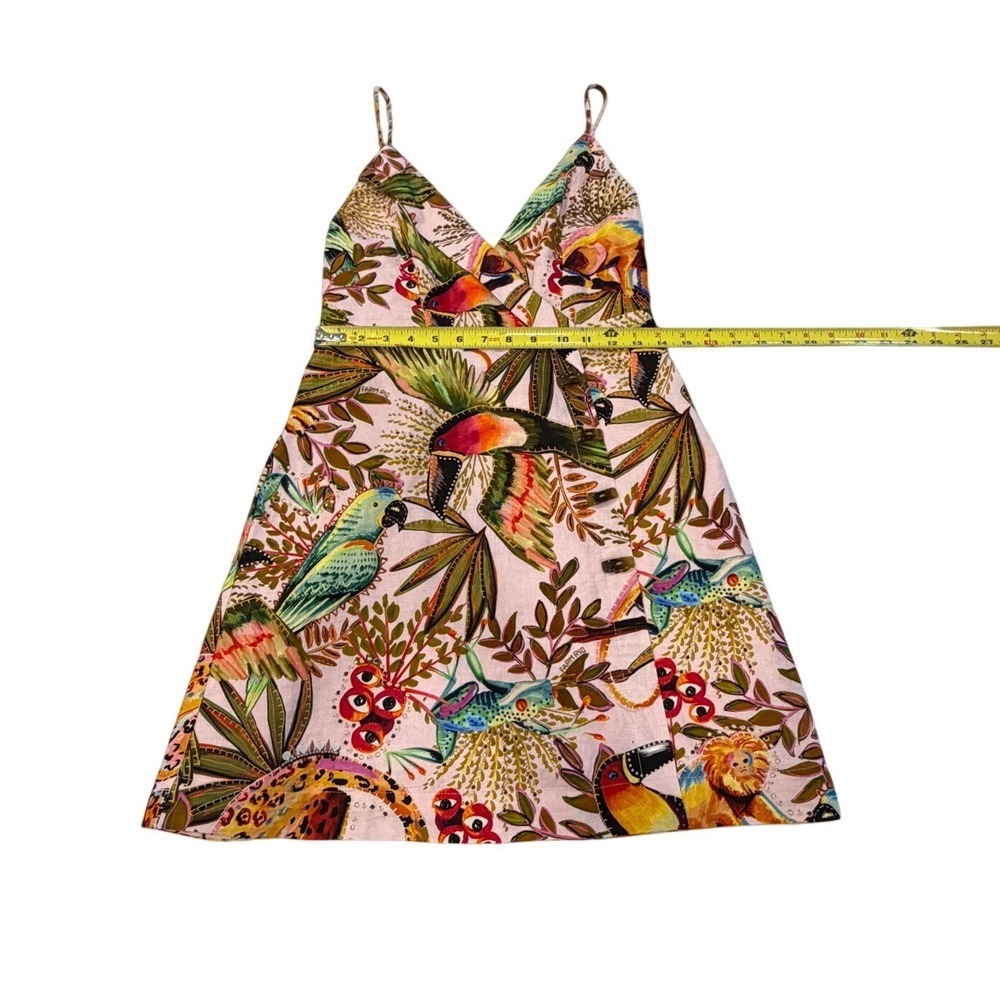 New FARM Rio Into The Jungle Mini Dress Pink Tropical Print Spaghetti Strap,Sml - Picture 16 of 16